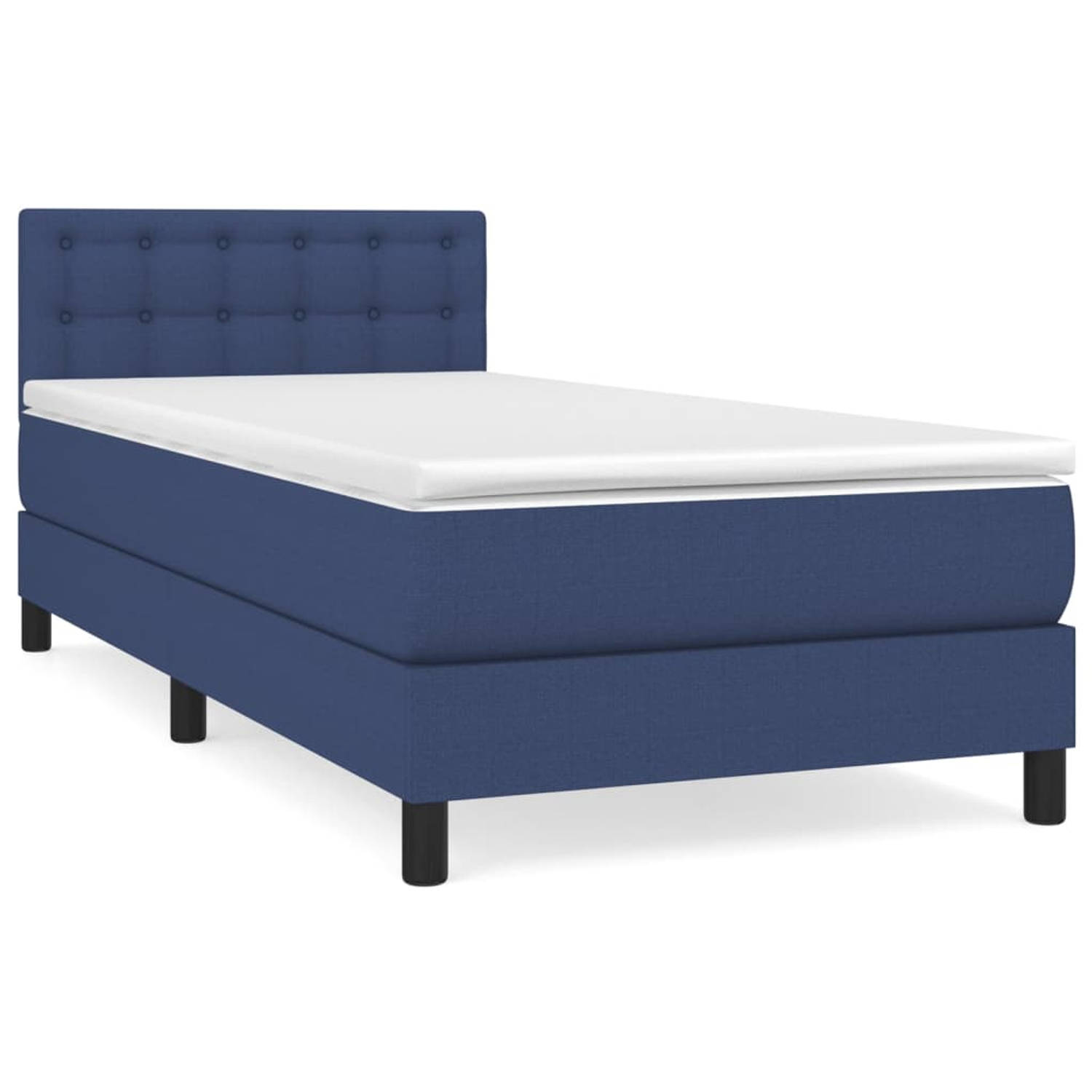 The Living Store Boxspring met matras stof blauw 90x200 cm - Boxspring - Boxsprings - Bed - Slaapmeubel - Boxspringbed - Boxspring Bed - Tweepersoonsbed - Bed Met Matras - Bedframe