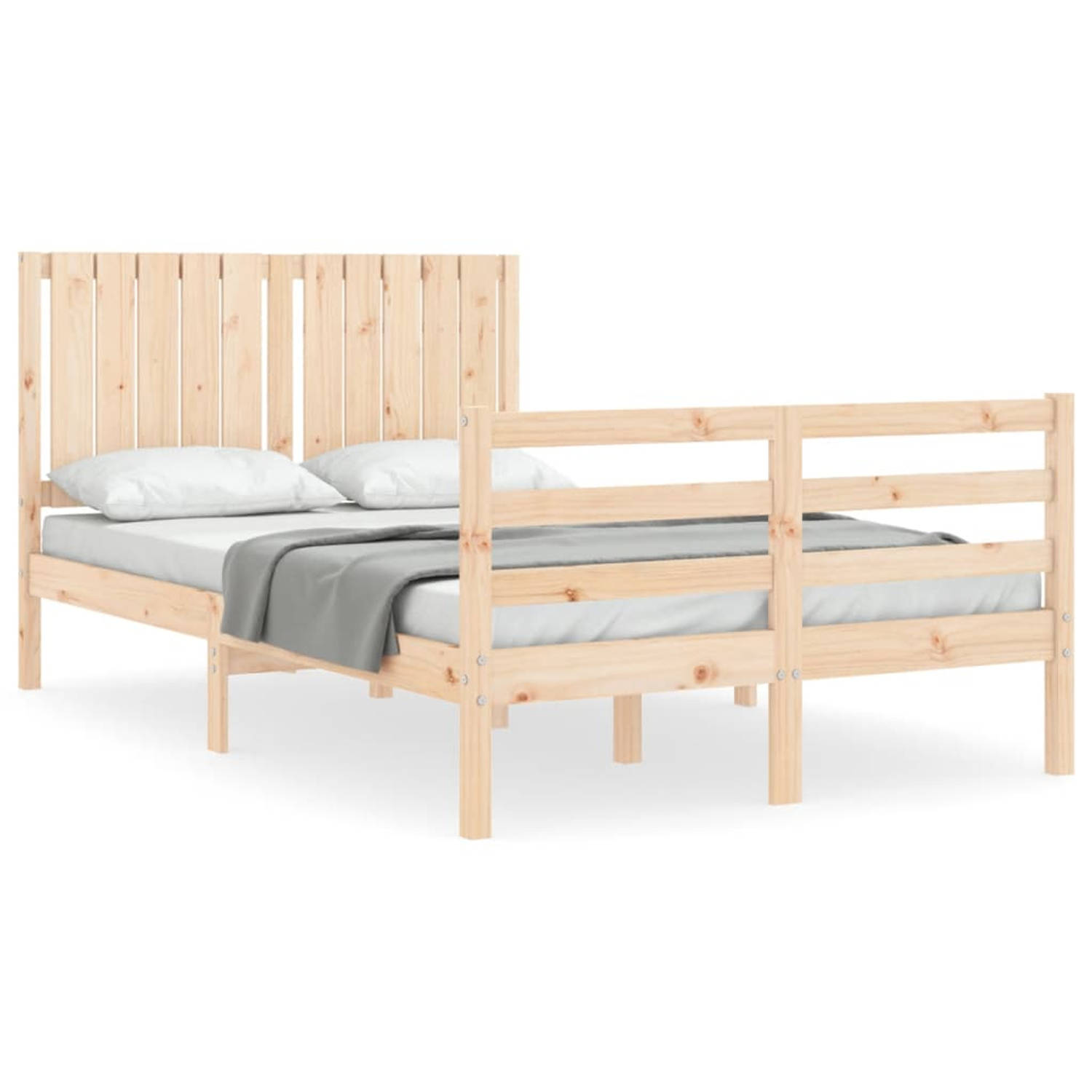 The Living Store Bedframe met hoofdbord massief hout 120x200 cm - Bedframe - Bedframes - Bed - Tweepersoonsbed - Slaapkamermeubel - Houten Bedframe - Houten Bed - Bedbodem - Massie