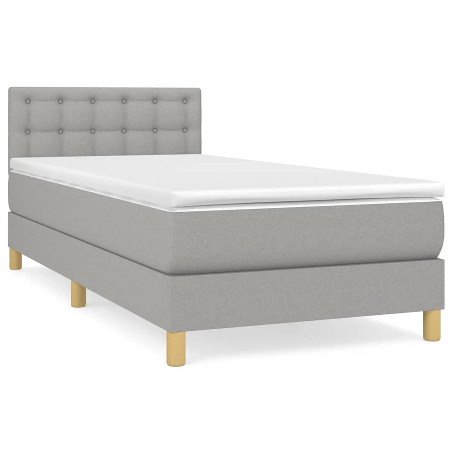 The Living Store Boxspring met matras stof lichtgrijs 90x200 cm - Boxspring - Boxsprings - Bed - Slaapmeubel - Boxspringbed - Boxspring Bed - Tweepersoonsbed - Bed Met Matras - Bed