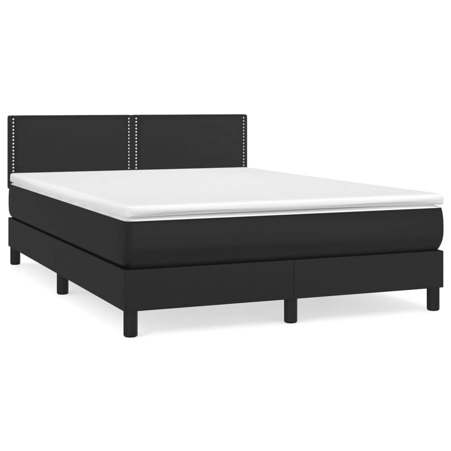 The Living Store Boxspring met matras kunstleer zwart 140x190 cm - Boxspring - Boxsprings - Bed - Slaapmeubel - Boxspringbed - Boxspring Bed - Tweepersoonsbed - Bed Met Matras - Be