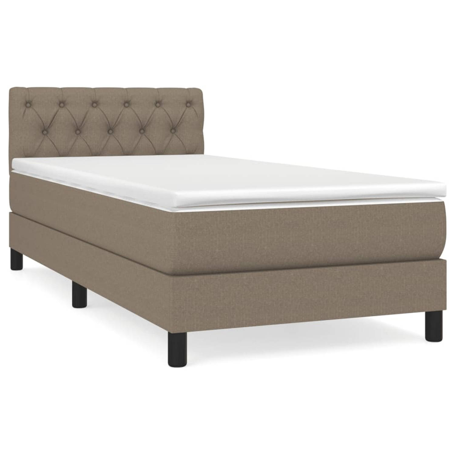 The Living Store Boxspringbed - Luxe - Bed - 203x80x78/88 cm - Taupe - Stof - Multiplex en Bewerkt Hout