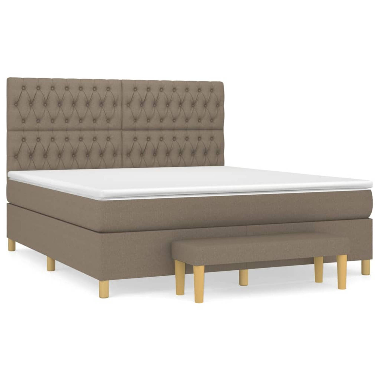 The Living Store Boxspringbed - Comfort - Bed en Matras - 203 x 180 x 118/128 cm - Taupe