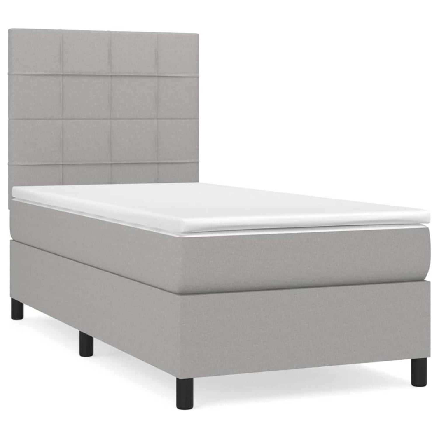 The Living Store Boxspring met matras stof lichtgrijs 80x200 cm - Bed