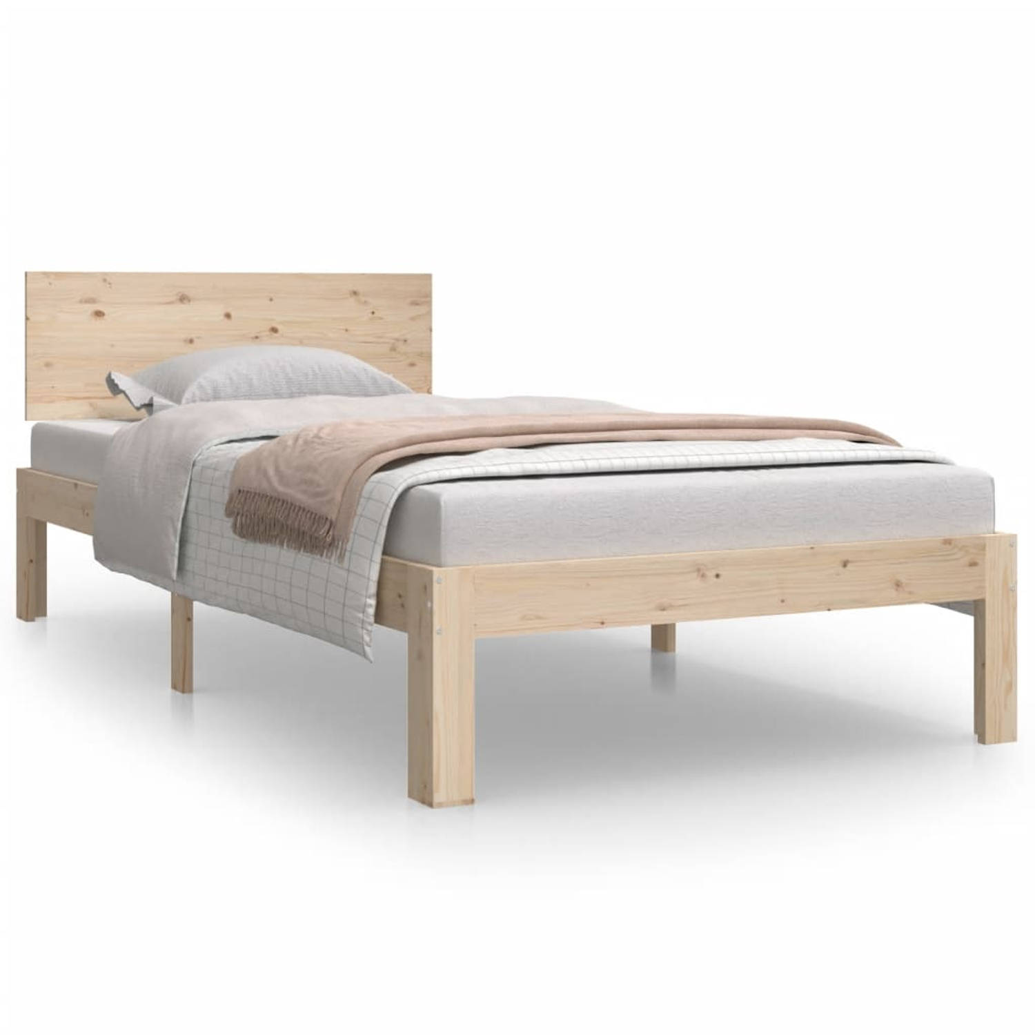 The Living Store Bedframe 90x190 cm massief grenenhout - Bedframe - Bedframes - Bed - Eenpersoonsbed - Slaapkamermeubel - Houten Bedframe - Houten Bed - Bedbodem - Massief Houten B