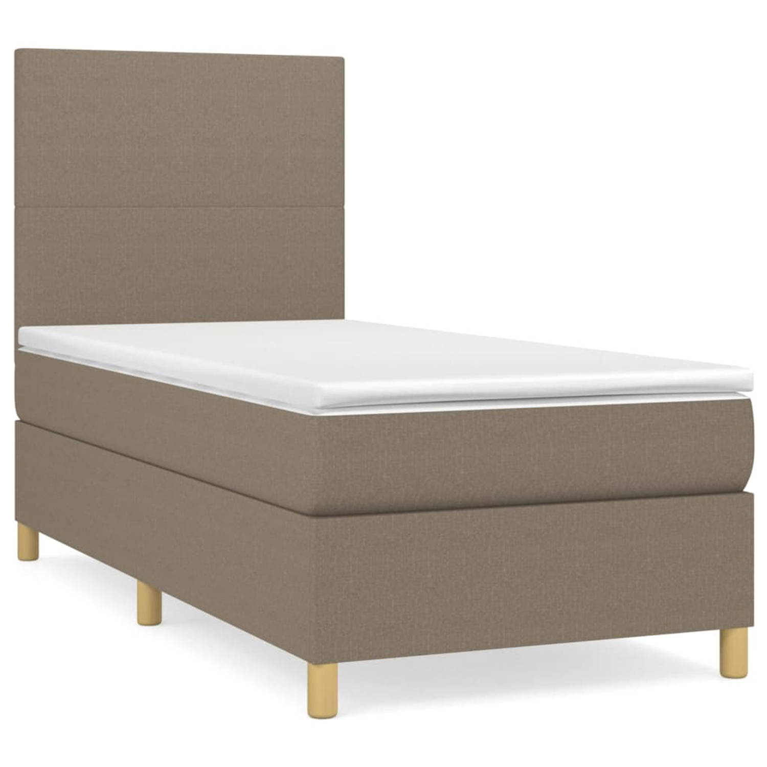 The Living Store Boxspring met matras stof taupe 90x190 cm - Bed