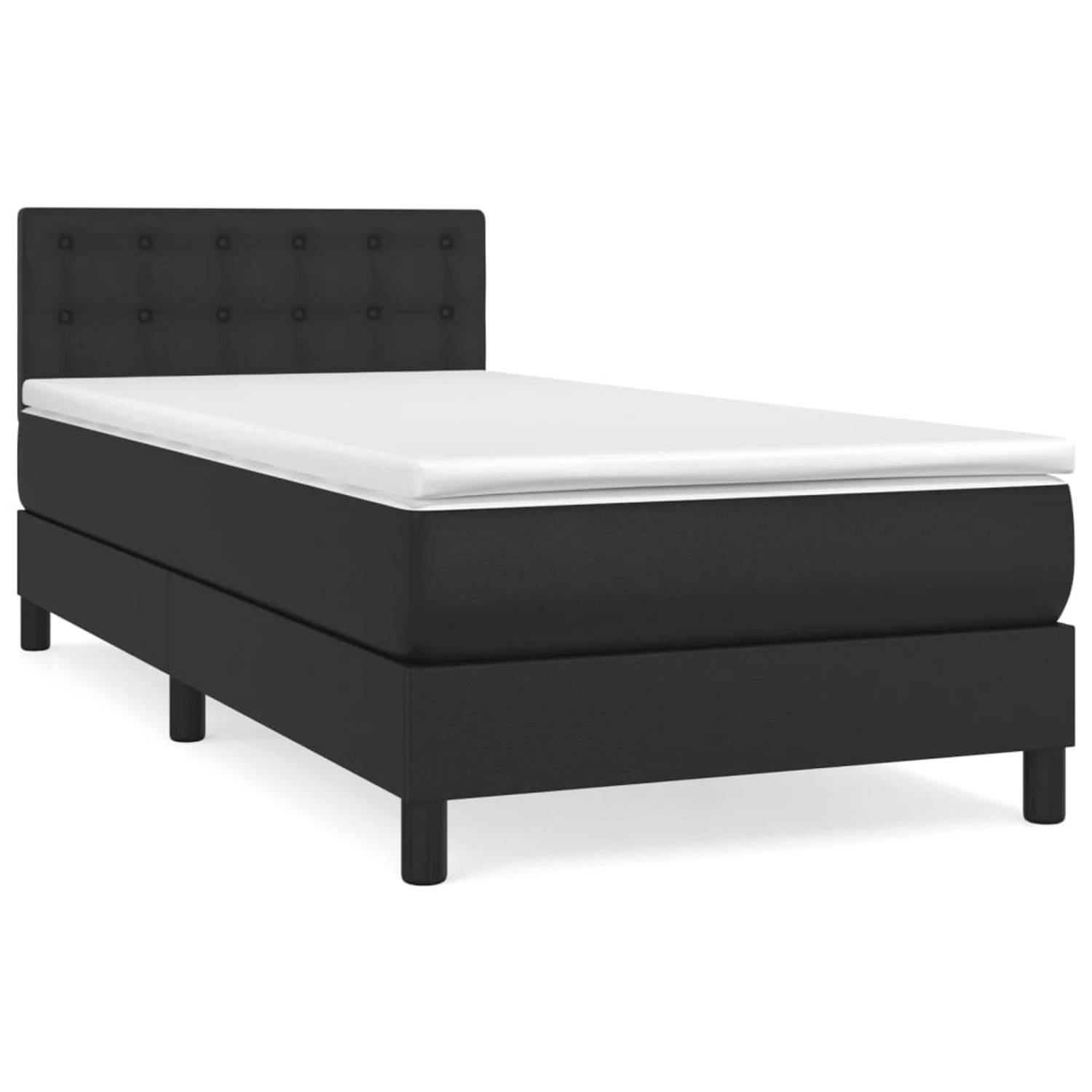 The Living Store Boxspring met matras kunstleer zwart 90x200 cm - Boxspring - Boxsprings - Bed - Slaapmeubel - Boxspringbed - Boxspring Bed - Tweepersoonsbed - Bed Met Matras - Bed