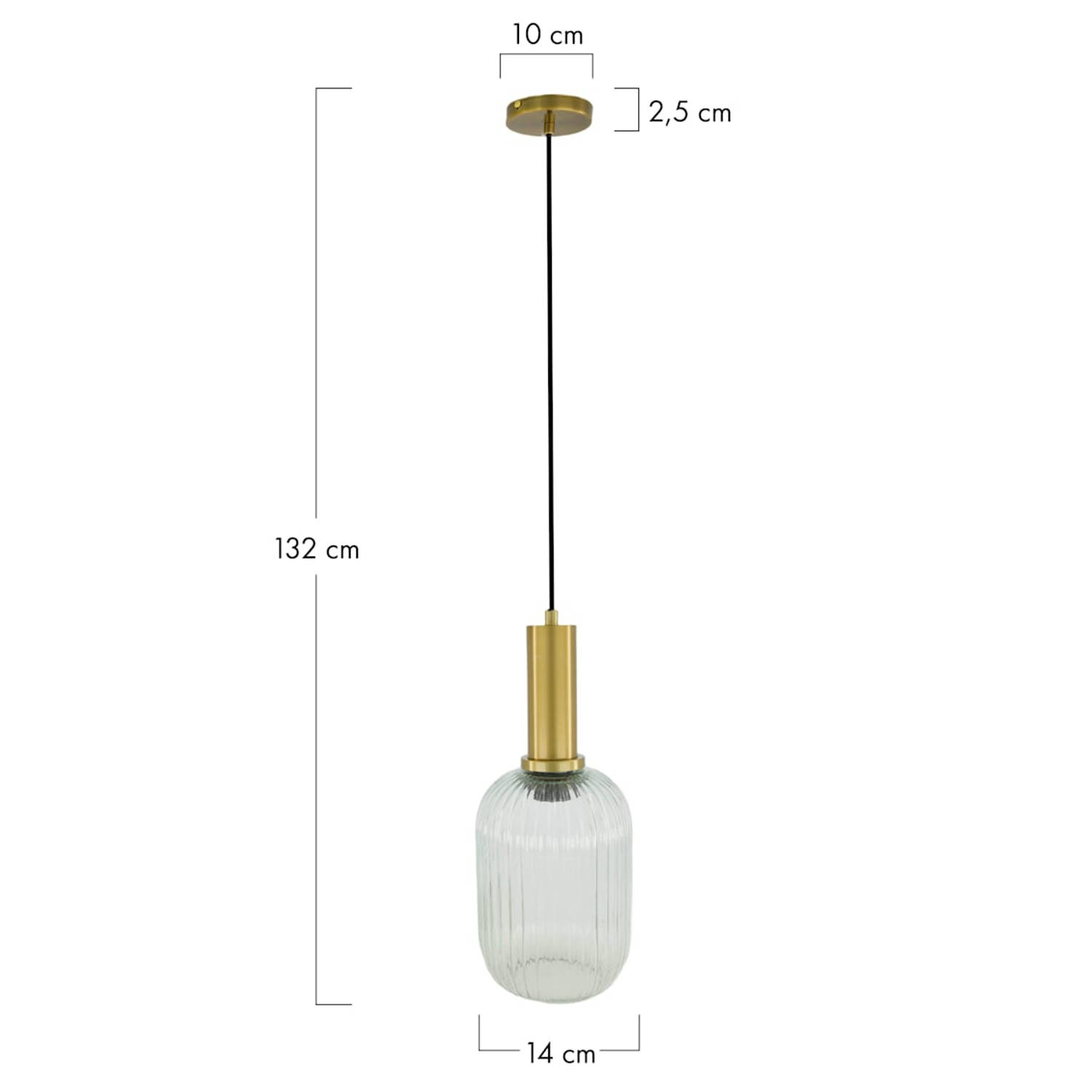 DKNC - Hanglamp glas - 14x14x32cm - Transparant