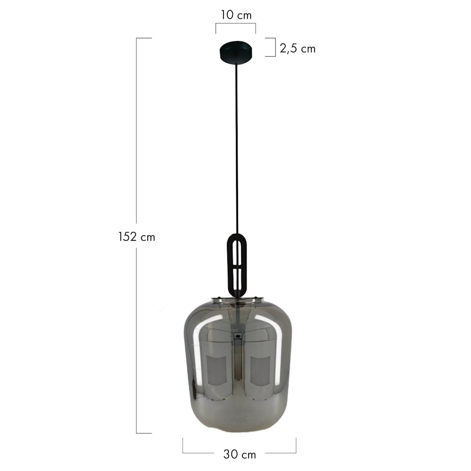 DKNC Hanglamp glas 30x30x52cm Grijs