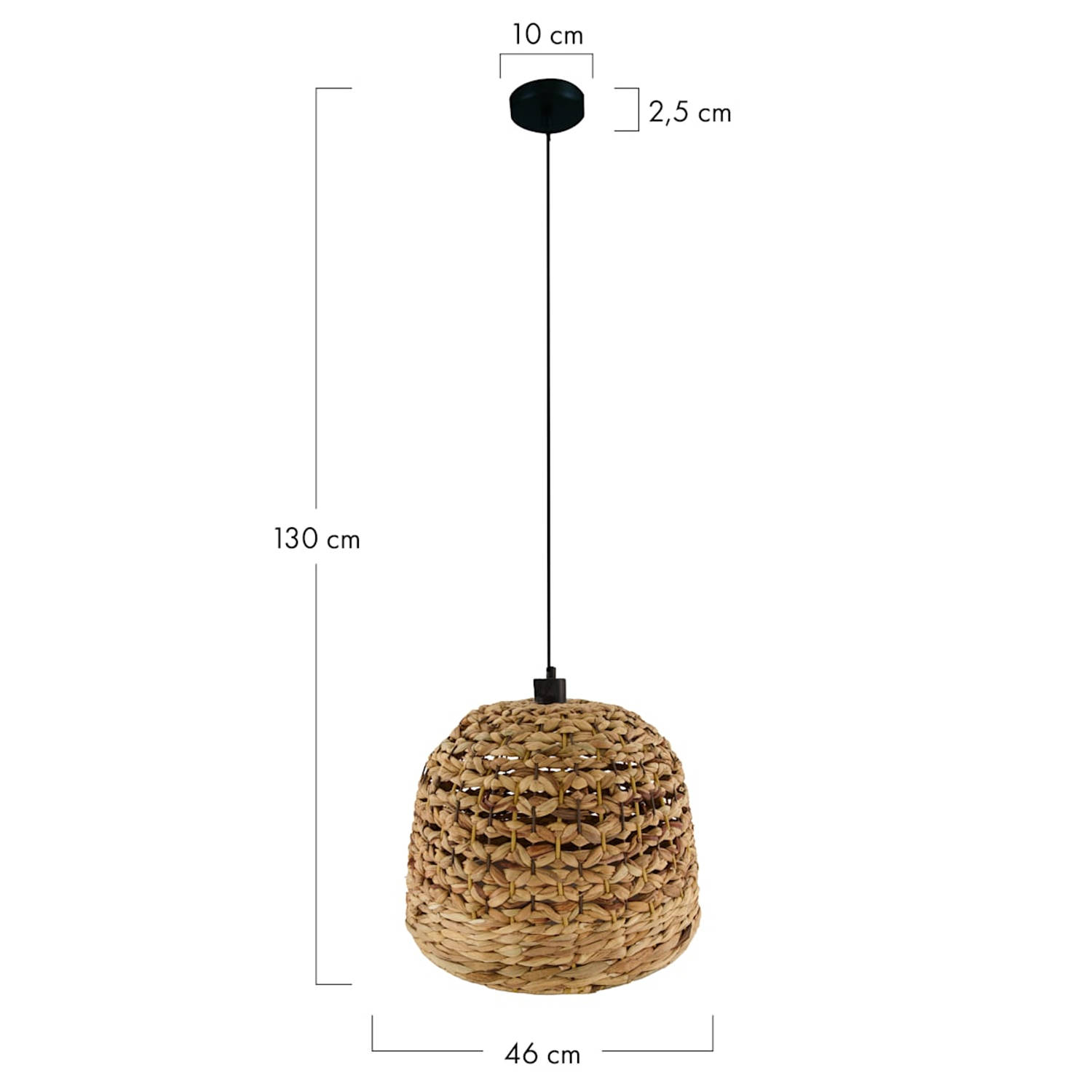 DKNC - Hanglamp Pescara - Waterhyacint - 46x46x30cm - Bruin