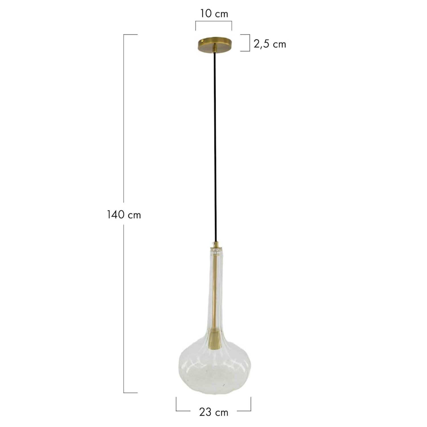 DKNC - Hanglamp Globe - Glas - 23x23x40cm - Transparant