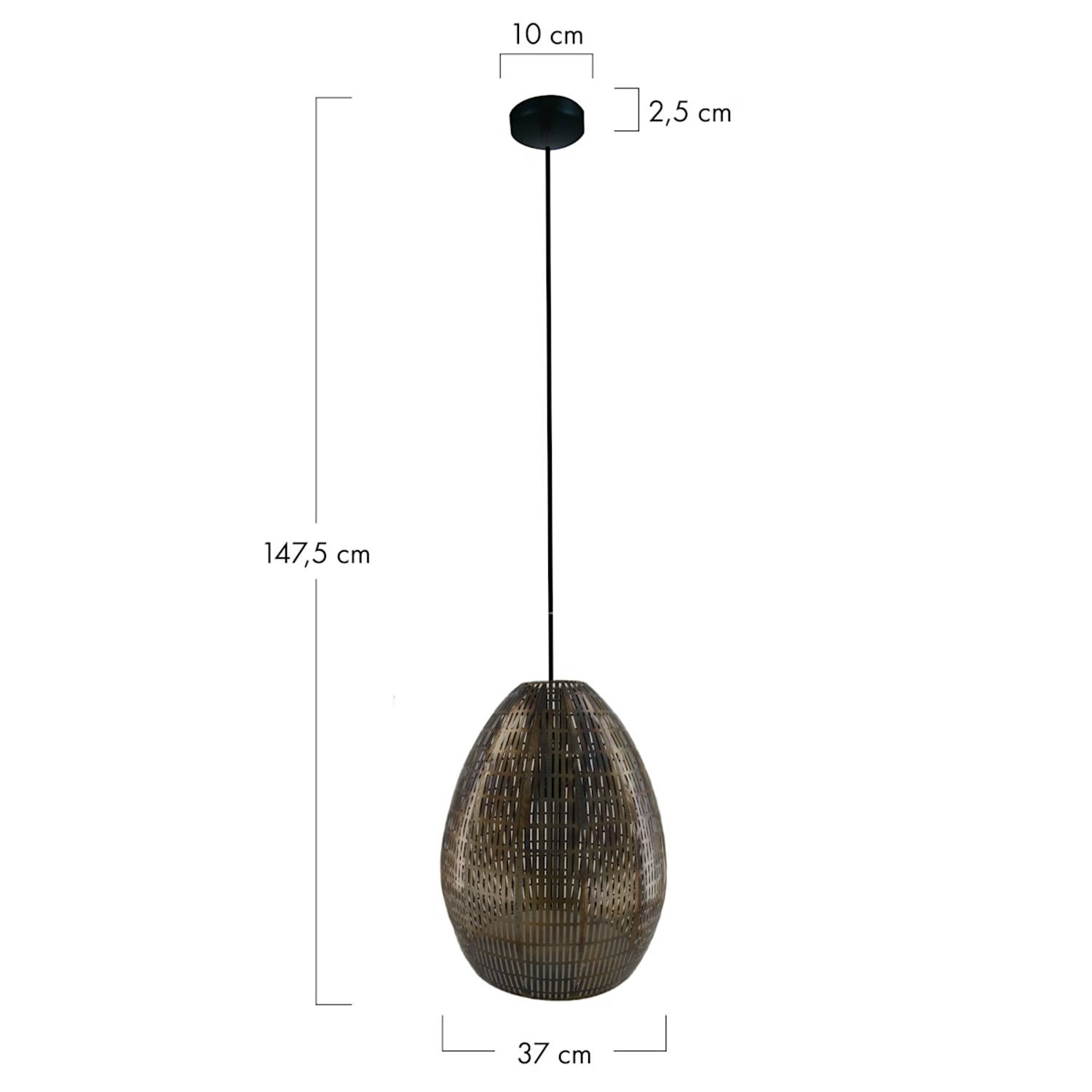 DKNC - Hanglamp Pretoria - Metaal - 37x37x47.5cm - Zwart