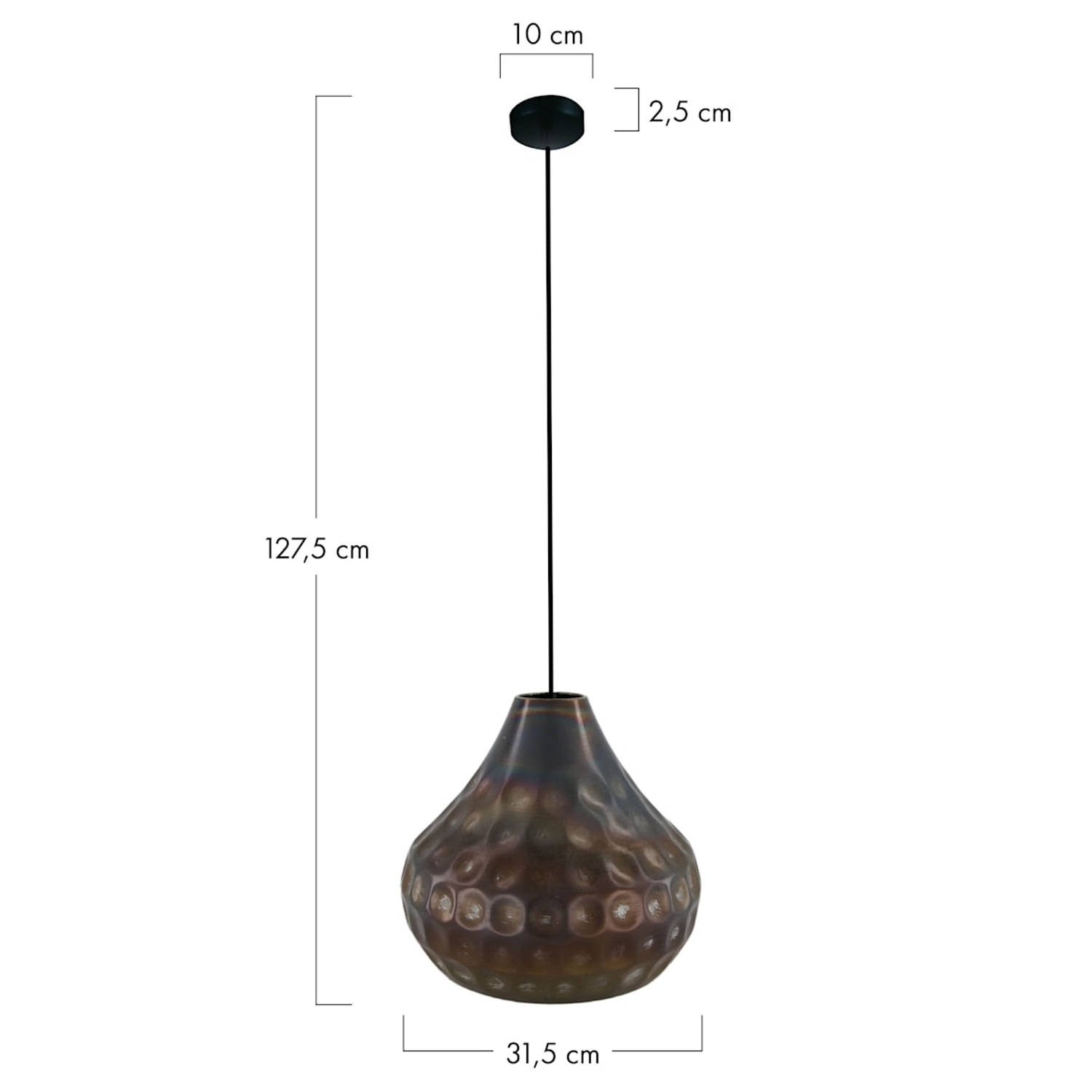 DKNC - Hanglamp Dante - Metaal - 31.5x31.5x27.5cm - Zwart