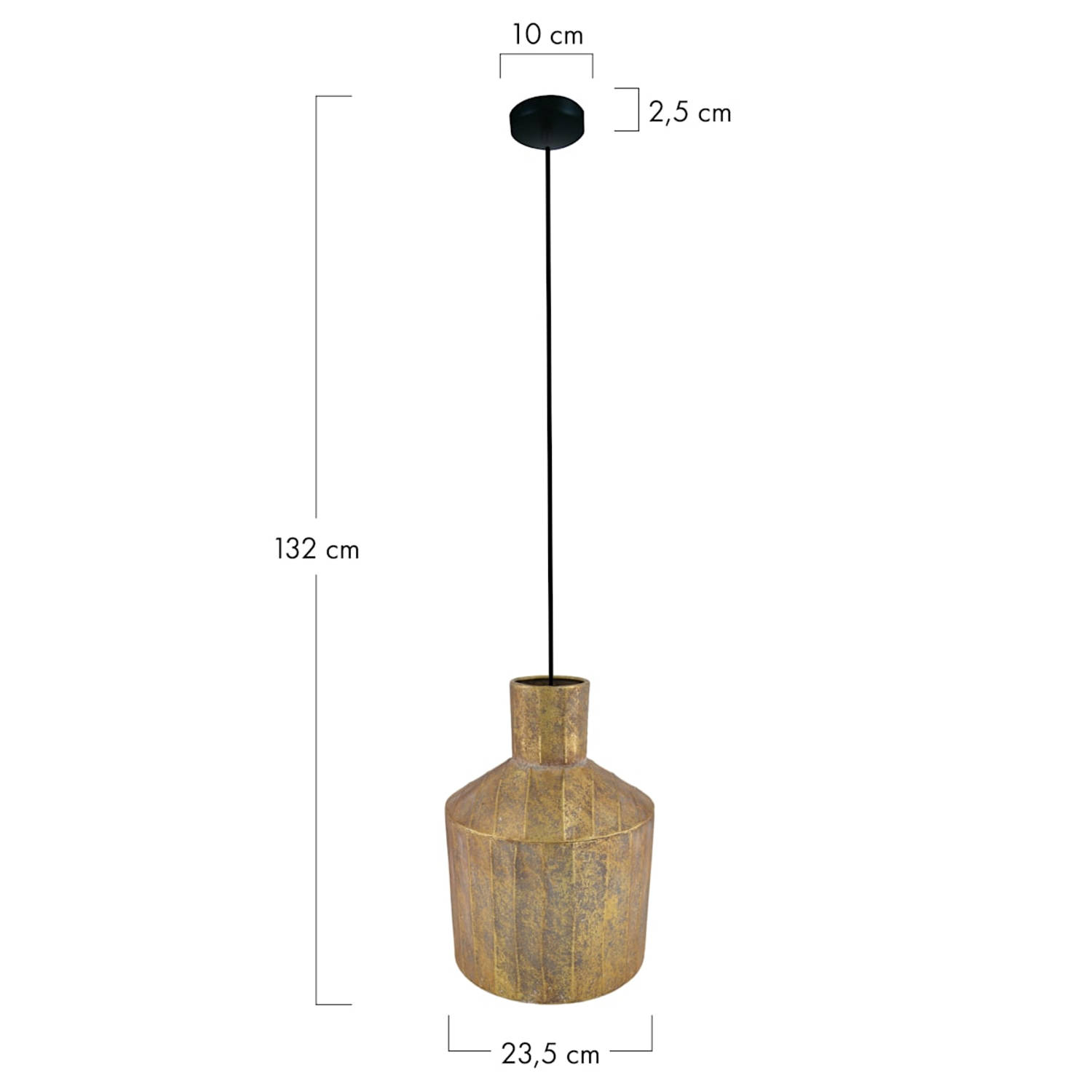 DKNC - Hanglamp Echo - Metaal - 23.5x23.5x32cm - Goud