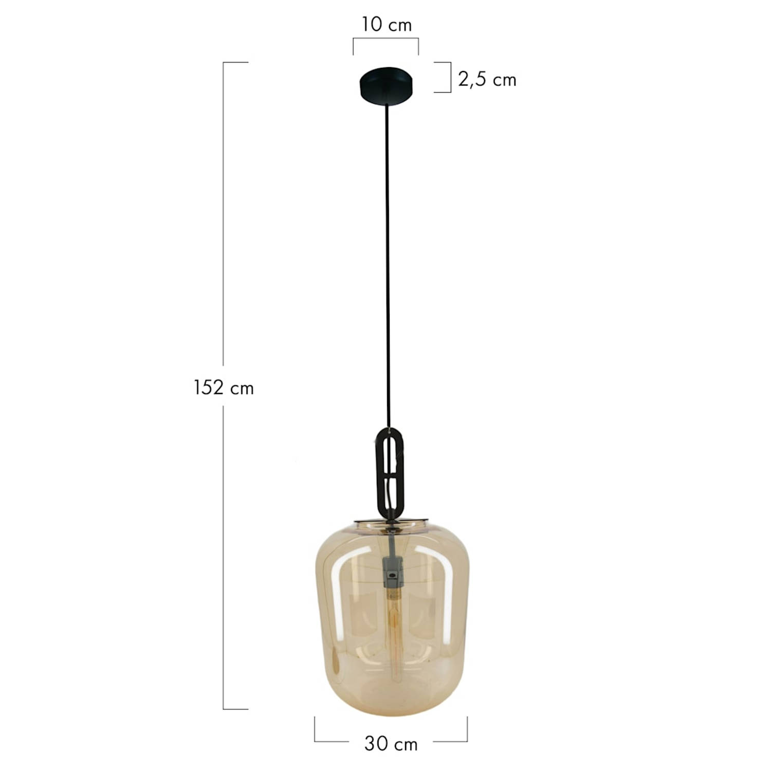 DKNC Hanglamp glas 30x30x52cm Geel