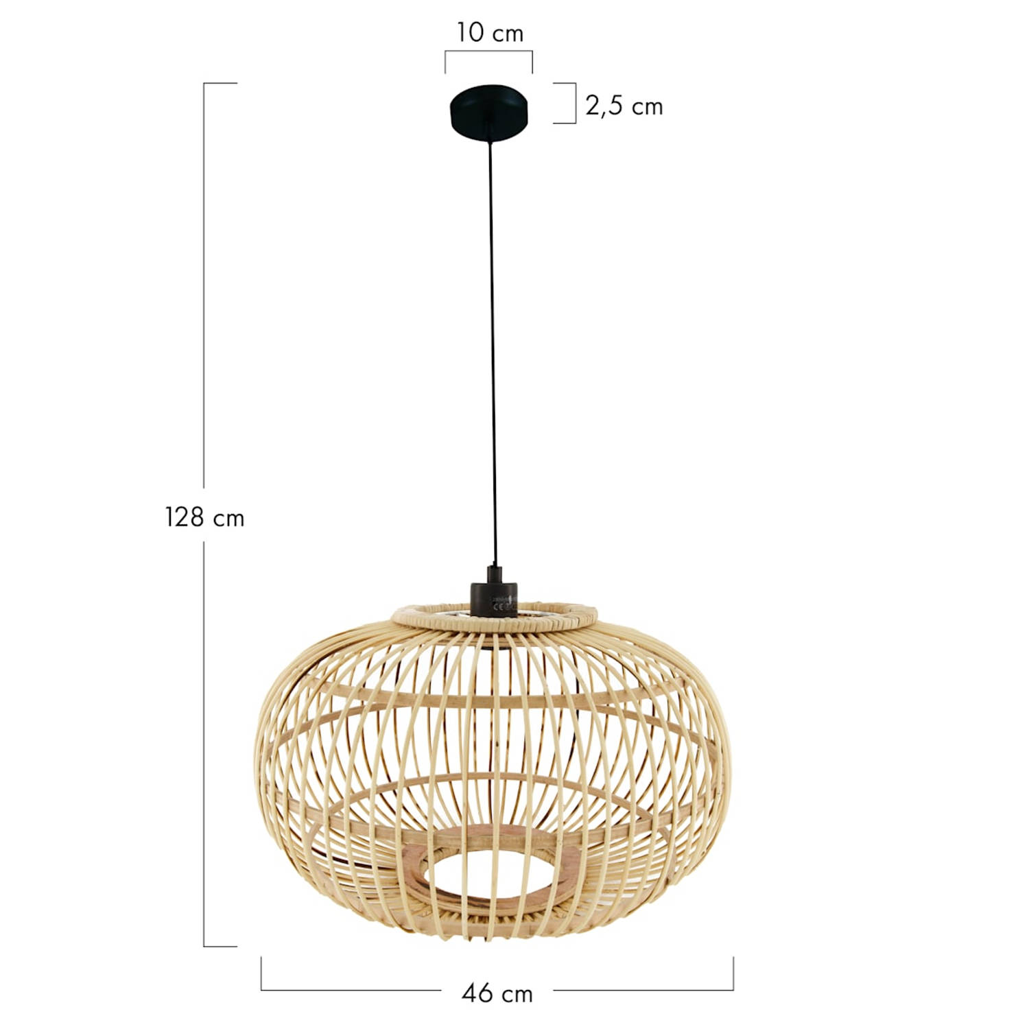 DKNC - Hanglamp Varna - Bamboe - 46x46x28cm - Beige