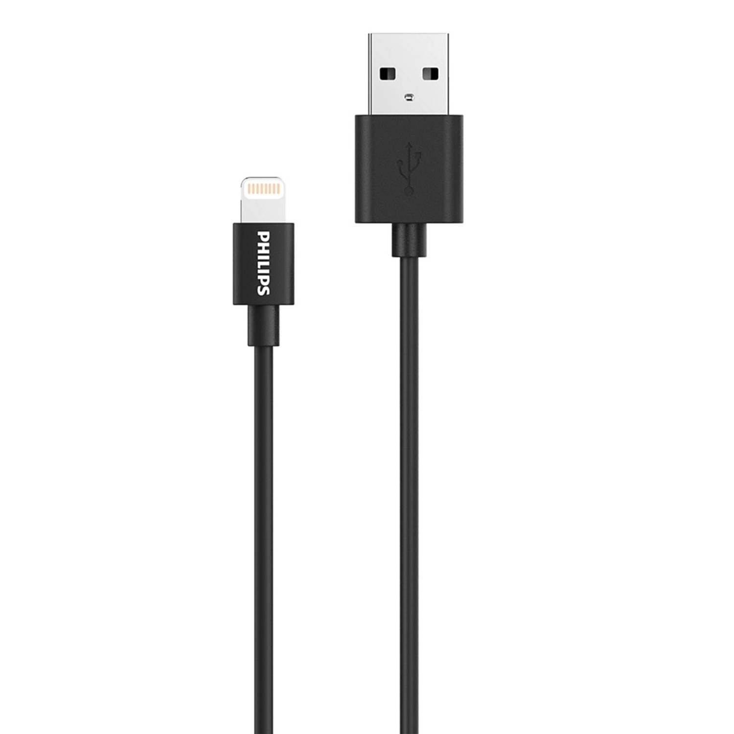 PHILIPS USB-A naar Lightning Kabel DLC3104V-03 1.2 Meter Kabel Opladen en Synchroniseren Zwart