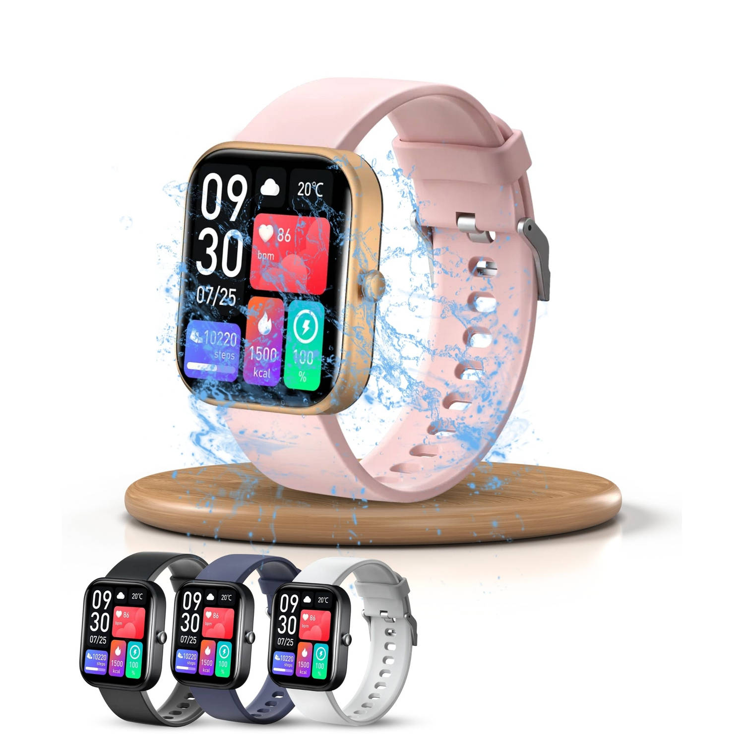 Homezie Smartwatch Android & iOS | GPS | Waterdicht | Stappenteller | Saturatiemeter