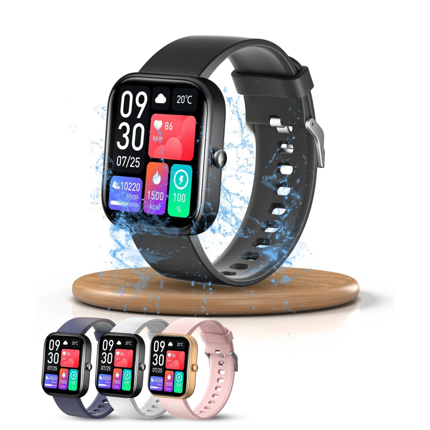 Homezie Smartwatch Android & iOS | GPS | Waterdicht | Stappenteller | Saturatiemeter