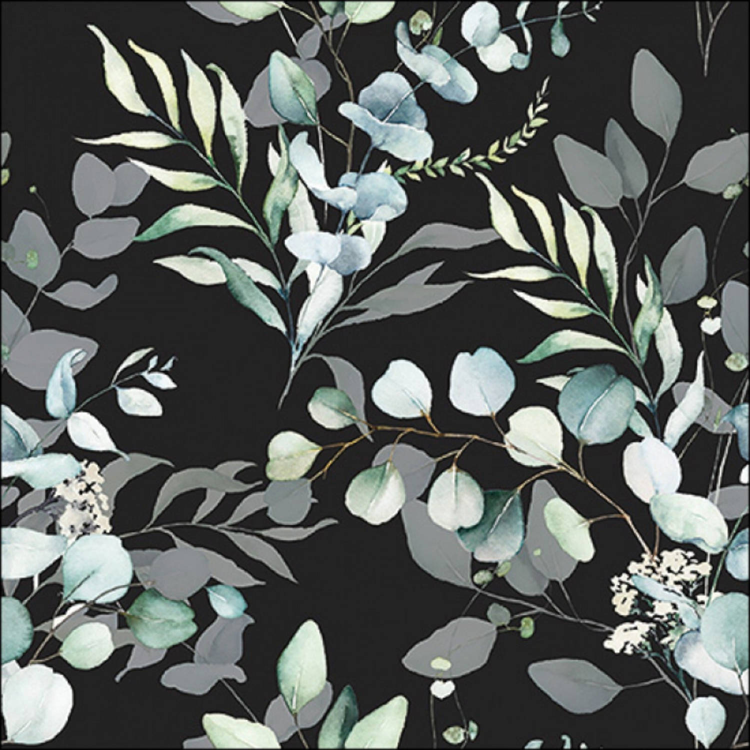 Ambiente - Servetten (20 stuks) - Eucalyptus All Over Black