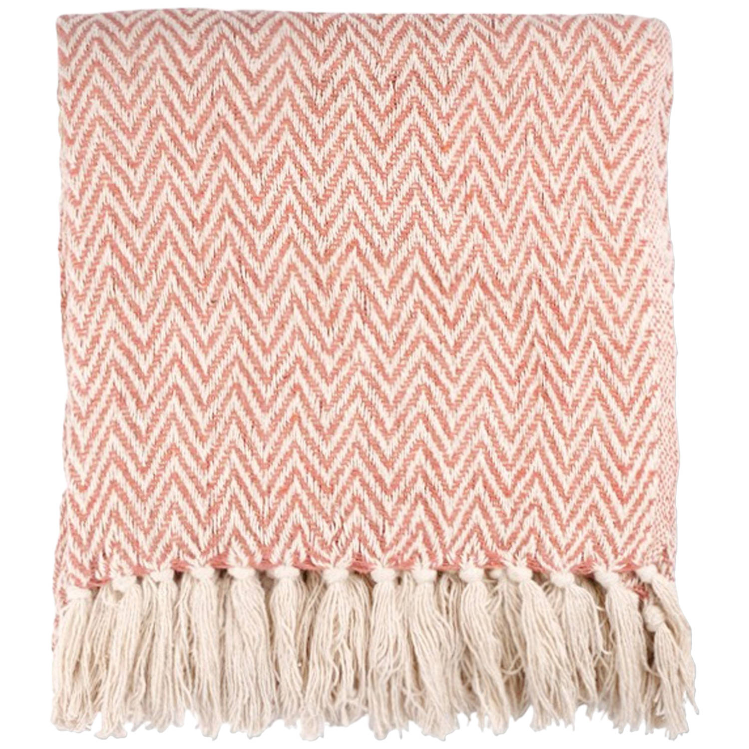 Linen & More - Plaid 'Zigzag' (130x170cm) - Cameo Pink