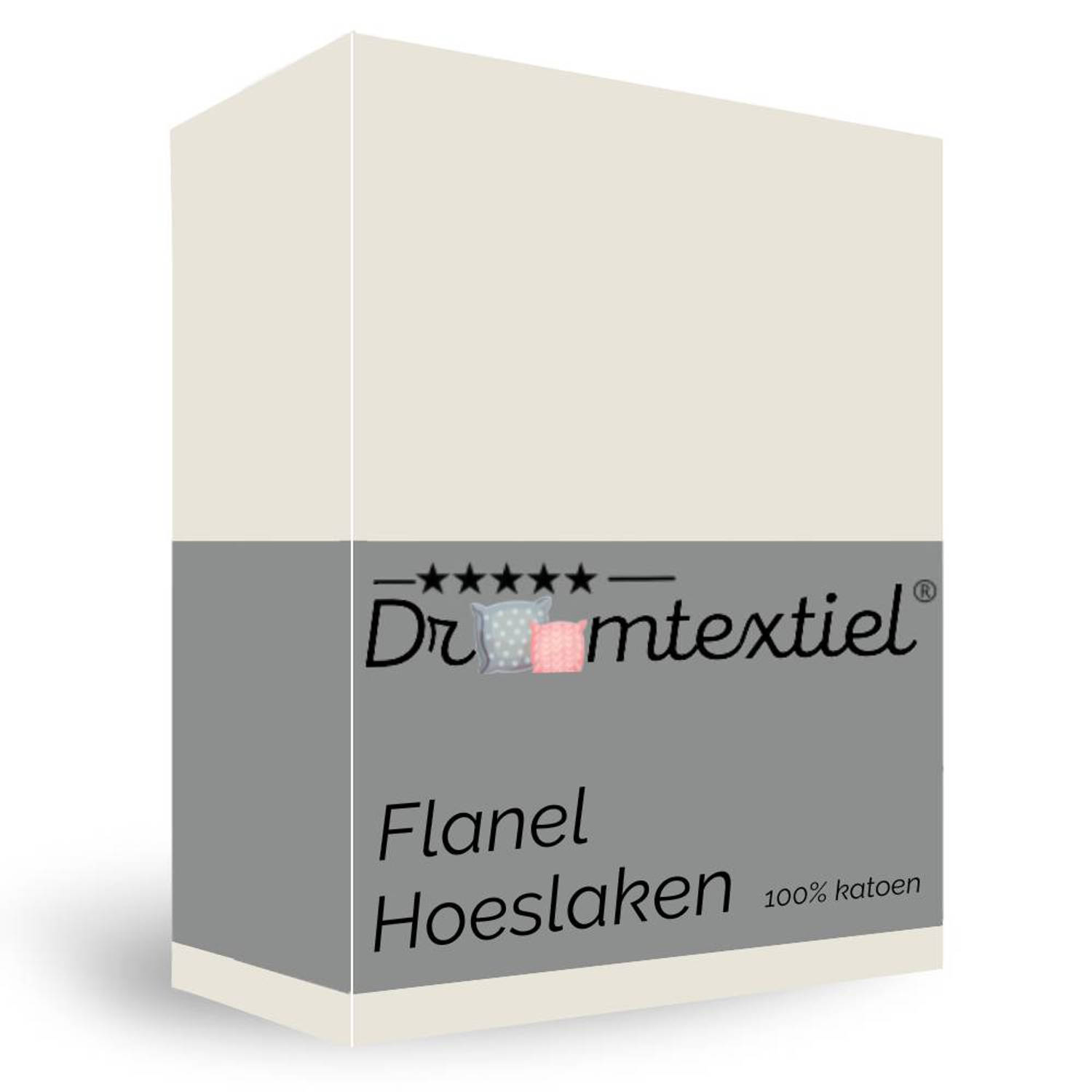 Droomtextiel Hoeslaken Flanel Ivoor - 180x220 cm - Superzacht - 100% katoen