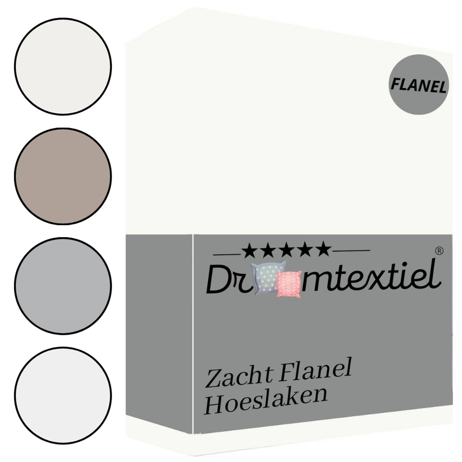 Droomtextiel Zachte Flanellen Hoeslaken Crème Tweepersoons 160x200 cm - 100% Gekamd Katoen