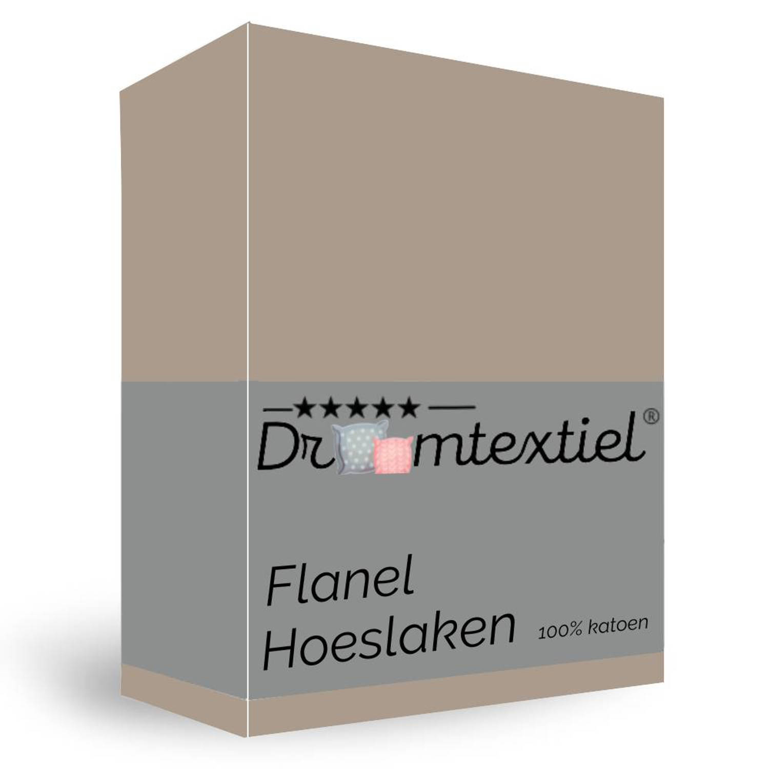 Droomtextiel Hoeslaken Flanel Zand - 180x220 cm - Superzacht - 100% katoen