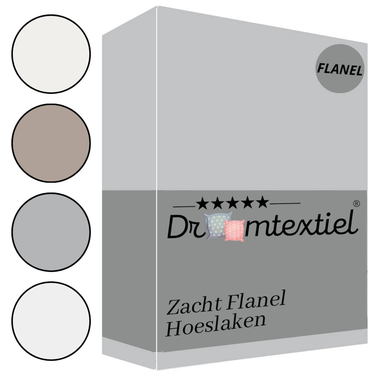 Droomtextiel Zachte Flanel Hoeslaken Grijs Lits-Jumeaux 180x200 cm 100% Gekamd Katoen