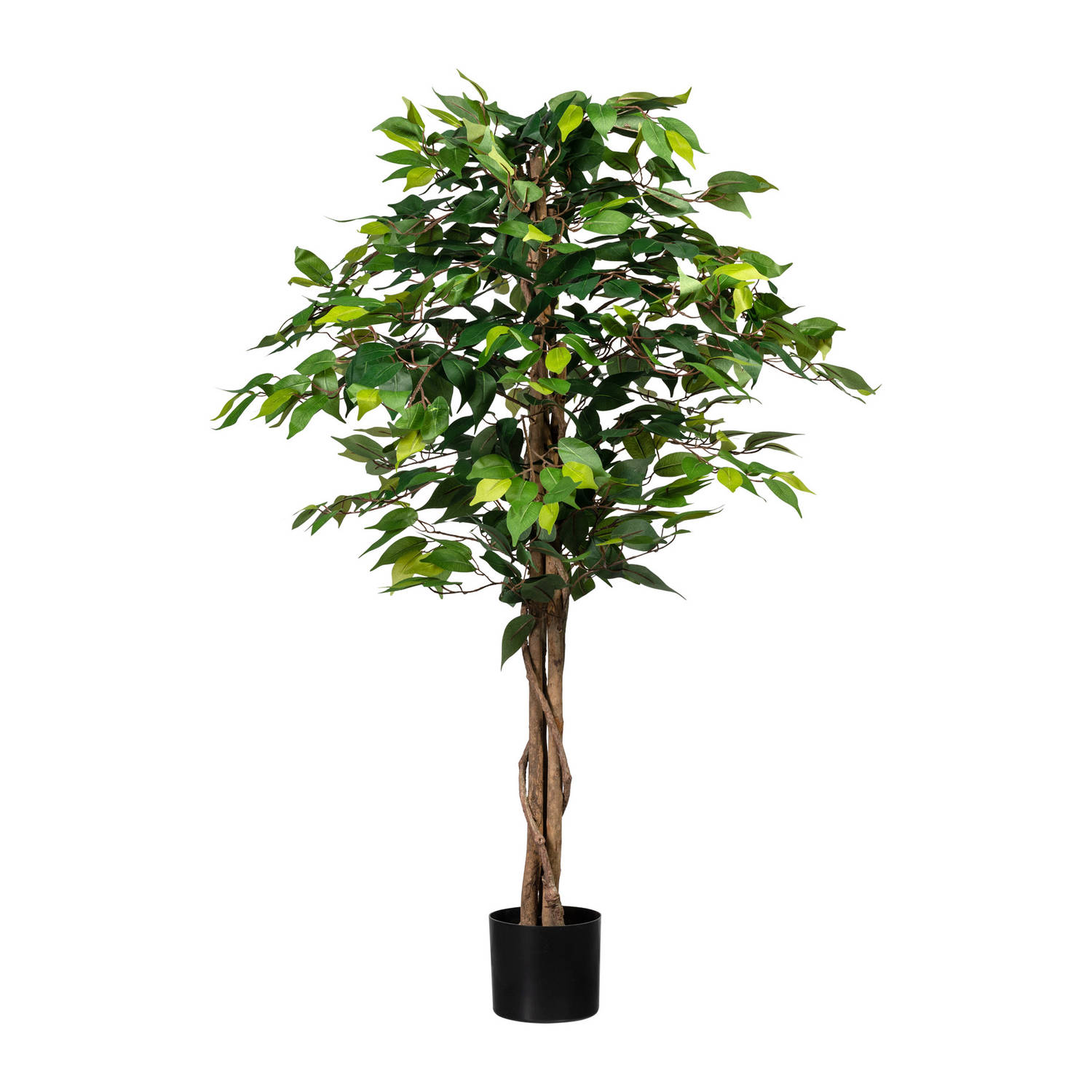 Kopu® Kunstplant Ficus 120 cm in pot - 630 bladeren met Natuurstam