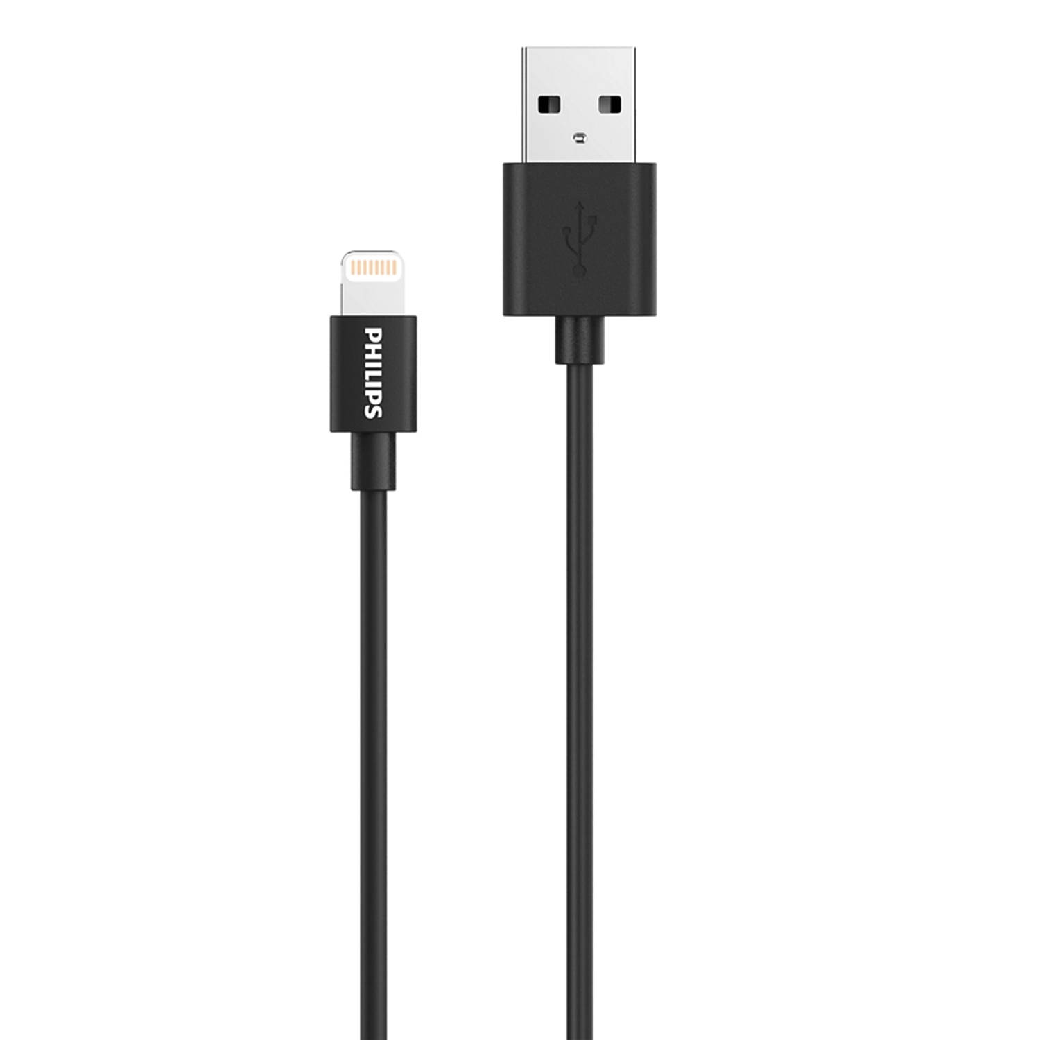 Philips USB A naar Lightning Kabel - Apple Lightning - 1.22 M - Zwart