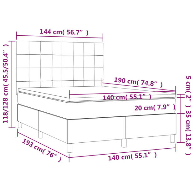 vidaXL Boxspring met matras stof zwart 140x190 cm