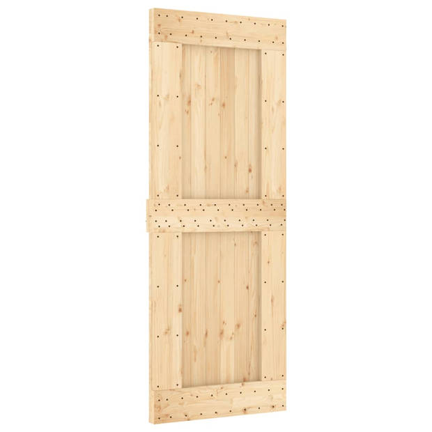 The Living Store Schuifdeur Massief Grenenhout - 80 x 3.6 x 210 cm - Wit - Draagvermogen 80 kg