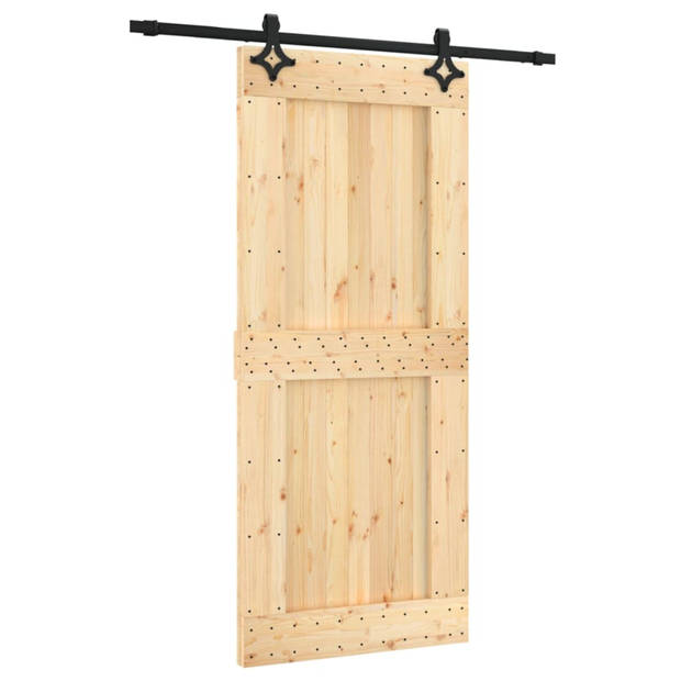 vidaXL Schuifdeur met beslag 90x210 cm massief grenenhout