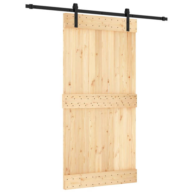 vidaXL Schuifdeur met beslag 100x210 cm massief grenenhout