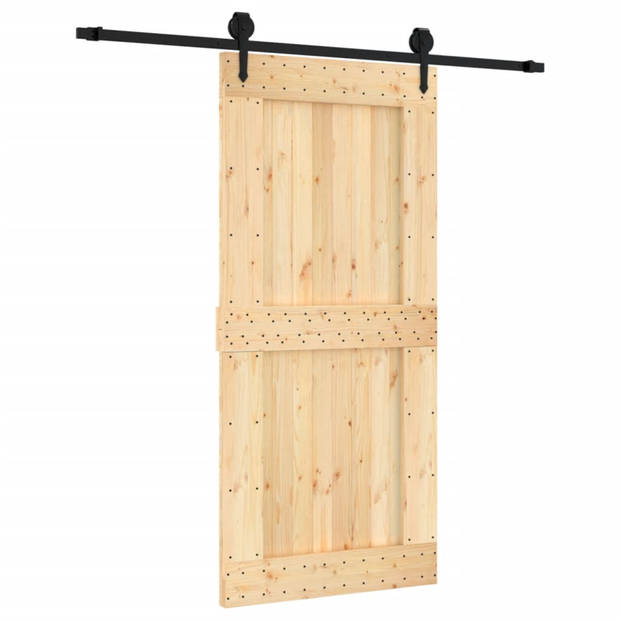 vidaXL Schuifdeur met beslag 95x210 cm massief grenenhout