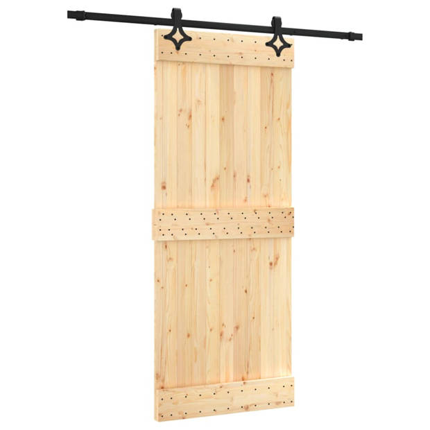 vidaXL Schuifdeur met beslag 85x210 cm massief grenenhout