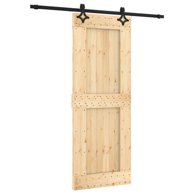 vidaXL Schuifdeur met beslag 80x210 cm massief grenenhout