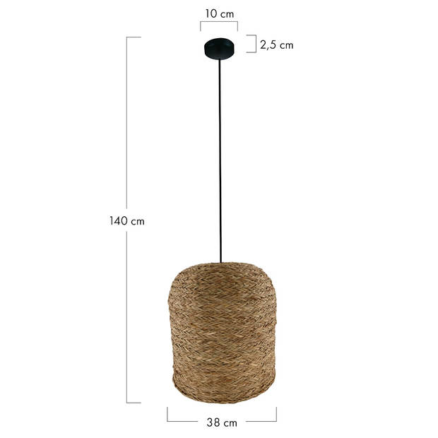 DKNC - Hanglamp Rineen - Zeegras - 38x38x40cm - Bruin