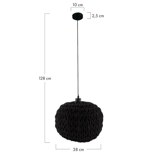 DKNC - Hanglamp Yade - Katoen - 38x38x28cm - Zwart