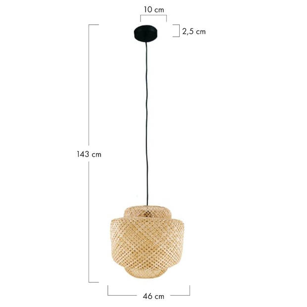 DKNC - Hanglamp Puebla - Bamboe - 46x46x43cm - Beige