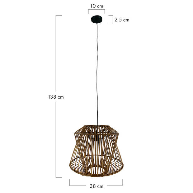 DKNC - Hanglamp Ponce - Bamboe - 38x38x32 cm - Bruin