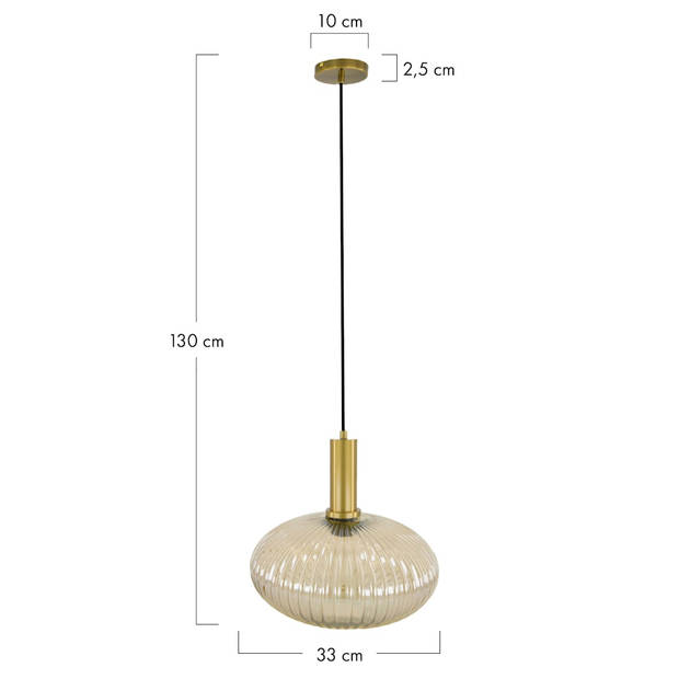 DKNC - Hanglamp Elche - Glas - 30x30x28cm - Geel