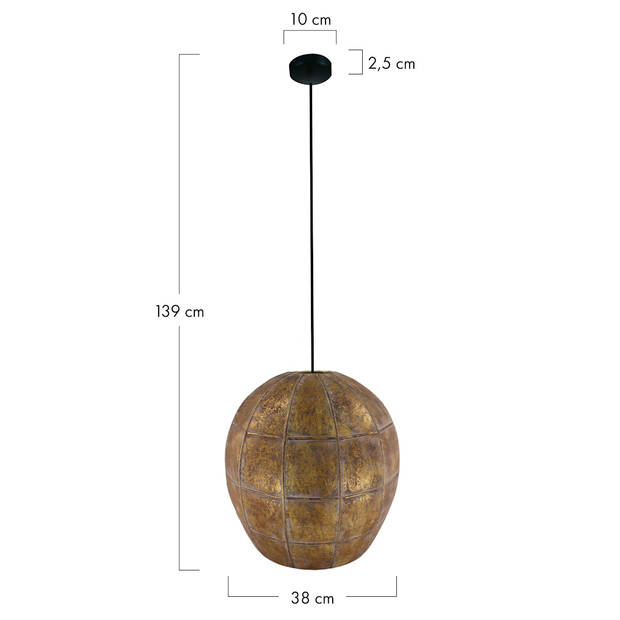 DKNC - Hanglamp Luxor - Metaal - 38x38x39cm - Goud