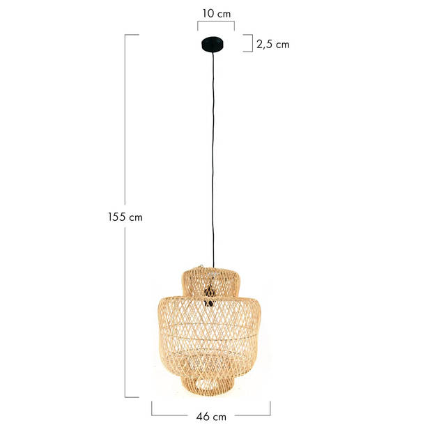 DKNC - Hanglamp rotan - 46x46x55cm - Natuurlijk