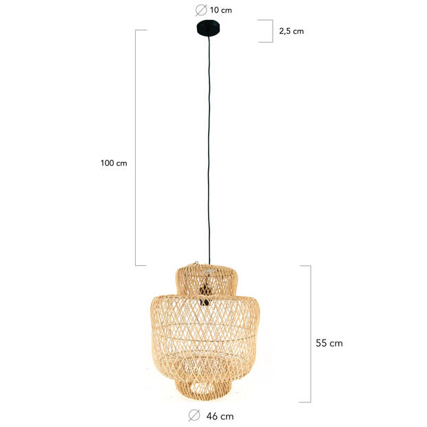 DKNC - Hanglamp rotan - 46x46x55cm - Natuurlijk