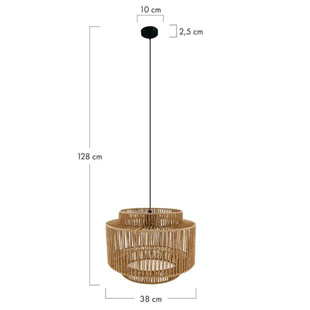 DKNC - Hanglamp Braga - Papier - 38x38x28cm - Bruin