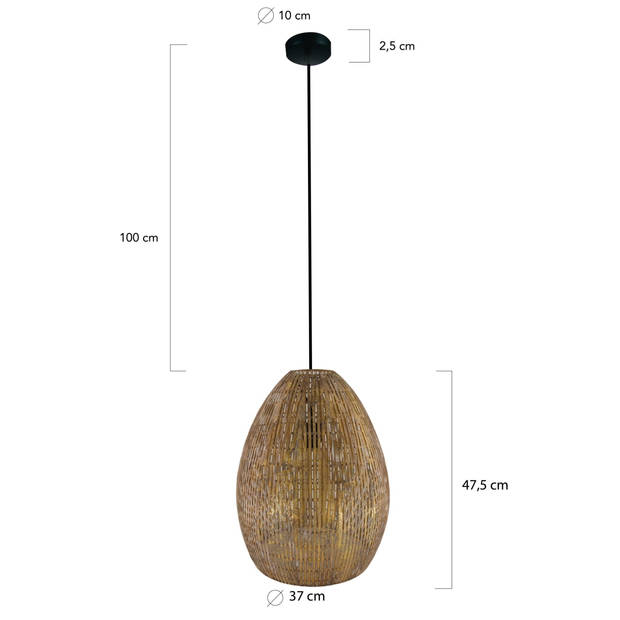 DKNC - Hanglamp Pretoria - Metaal - 37x37x47.5cm - Goud