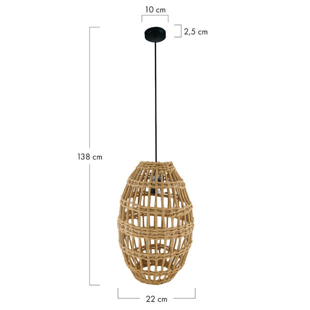 DKNC - Hanglamp Aura - 22x22x38cm - Beige