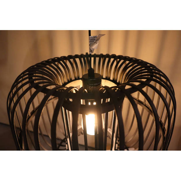 DKNC - Hanglamp Bari - Bamboe - Botanisch - 38x38x32cm - Zwart