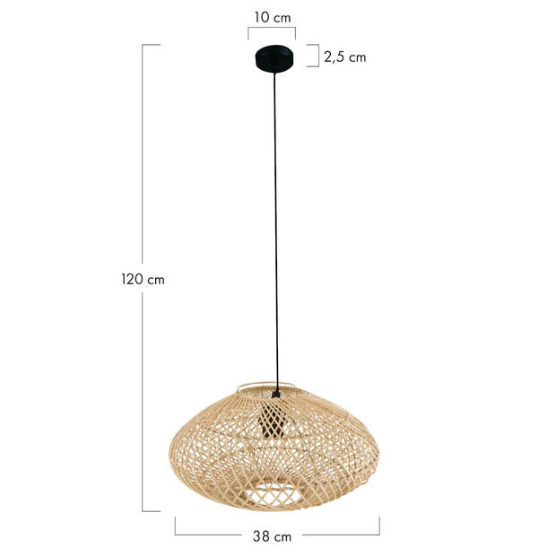 DKNC - Hanglamp Terni - Rotan - 38x38x20cm - Beige